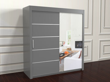 Vision sliding door wardrobe - Black, Grey, White, Oak 120cm/150cm/180cm/203cm
