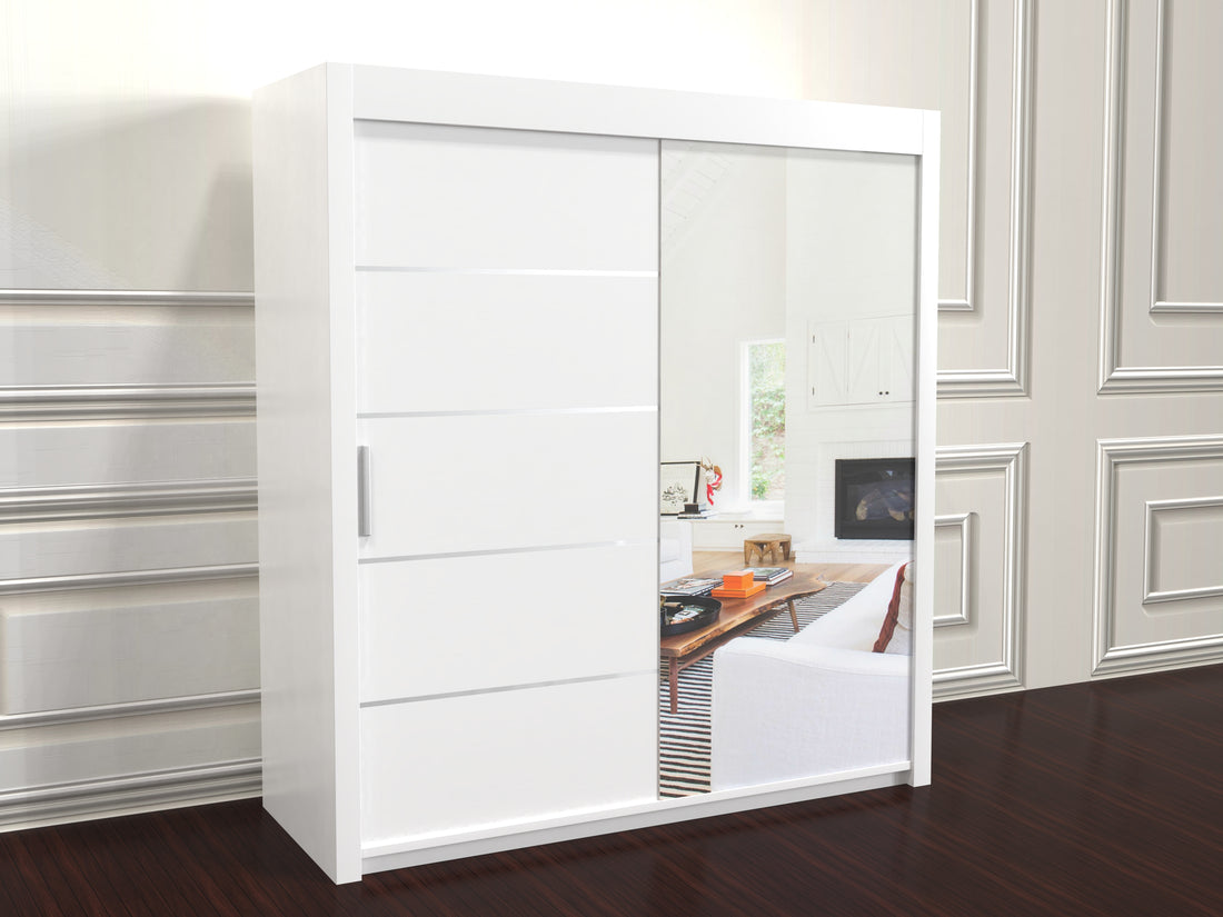 Vision sliding door wardrobe - Black, Grey, White, Oak 120cm/150cm/180cm/203cm