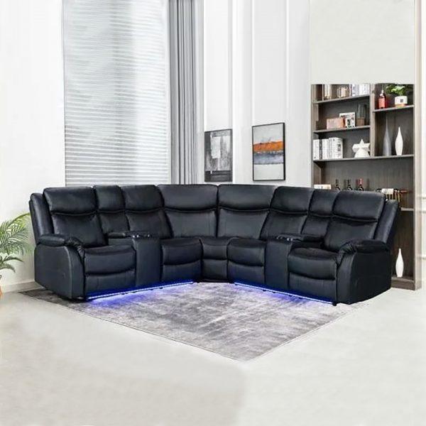 Black Recliner Sofa With Lights