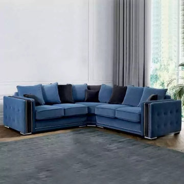 Finchley Blue/Black Corner Sofa Bed