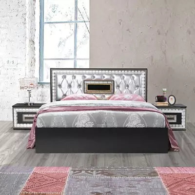 DUBAI BLACK/SILVER BED