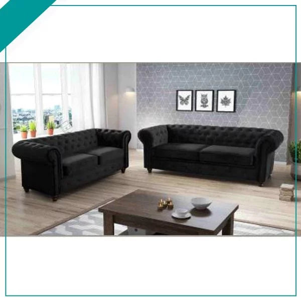 HERO CHESTERFIELD BLACK 3+2 SEATER SOFA