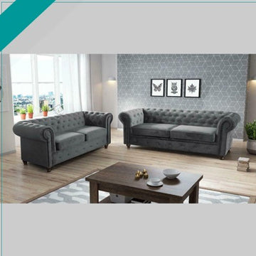 HERO CHESTERFIELD GREY 3+2 SOFA