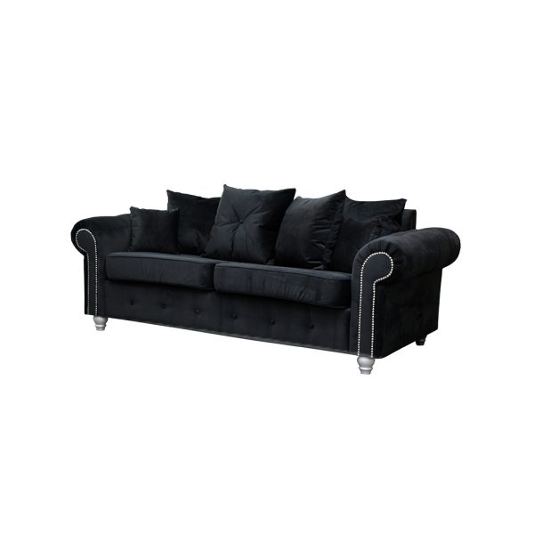 ASHWIN BLACK VELVET SOFA SET