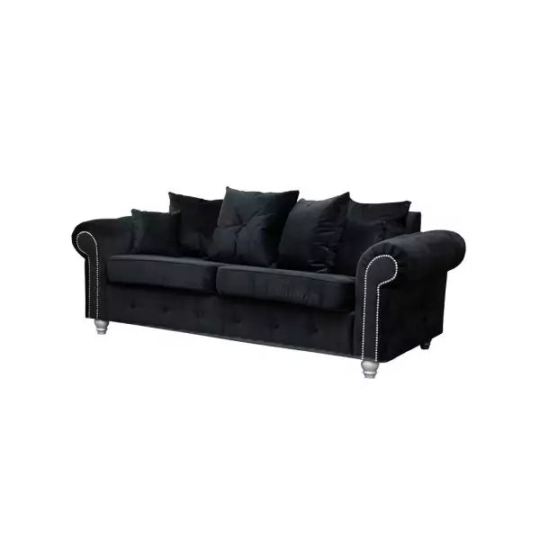 Ashwin Black Velvet Sofa Set