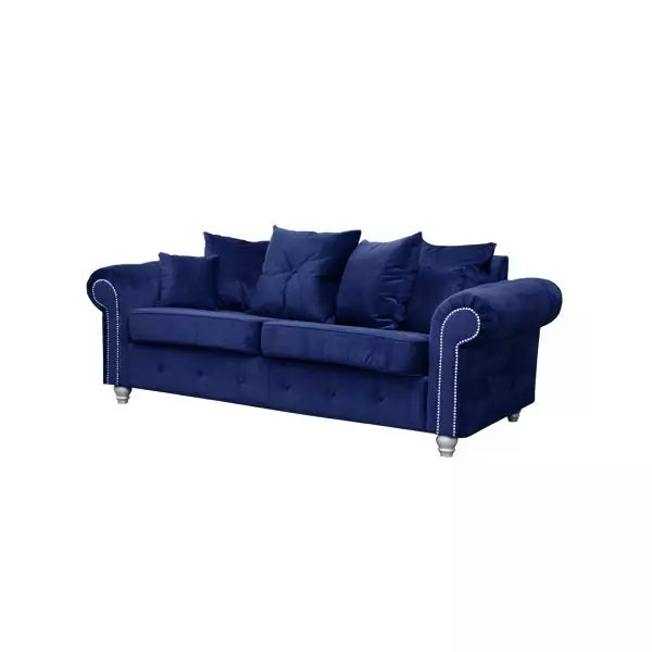 Ashwin Blue Velvet Sofa Set