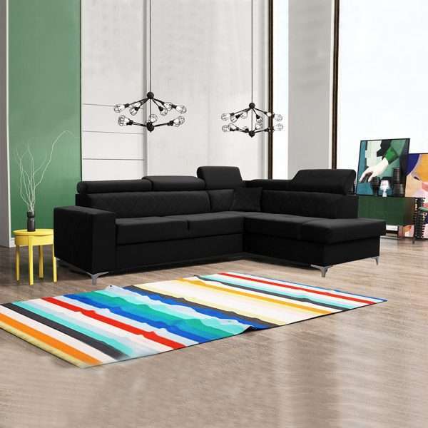 GLOSS CORNER SOFA BED BLACK