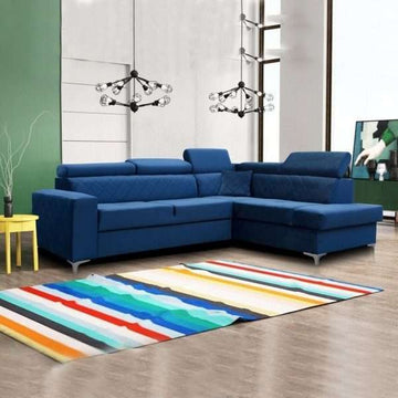 GLOSS CORNER SOFA BED BLUE