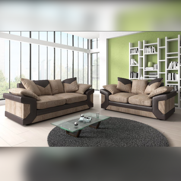 Dino Beige/Brown Sofa Set