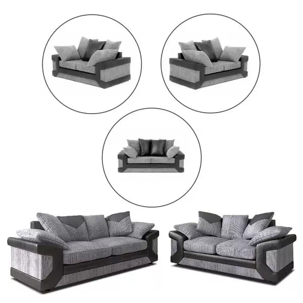 Dino Black/Grey Sofa Set