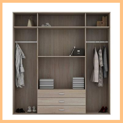 Ozyrys Light Oak 4-Door Wardrobe with Mirrors