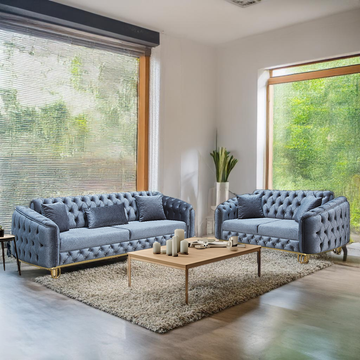 Lux Grey Chesterfield Sofa Set