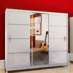 Vision Sliding Wardrobe with Mirror Black, White, Grey 250cm