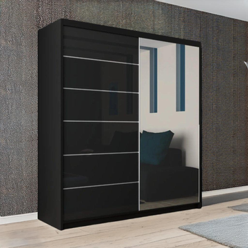 Infinity Sliding Wardrobe With Black Accent Panels  150cm/180cm/200cm