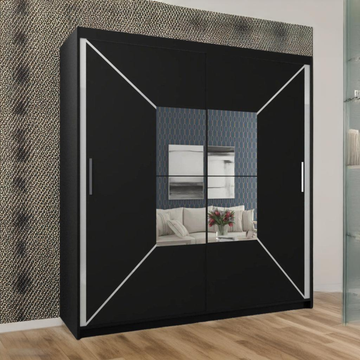 Nicole Sliding Wardrobe - Black, Grey, White 120cm/150cm/180cm/203cm