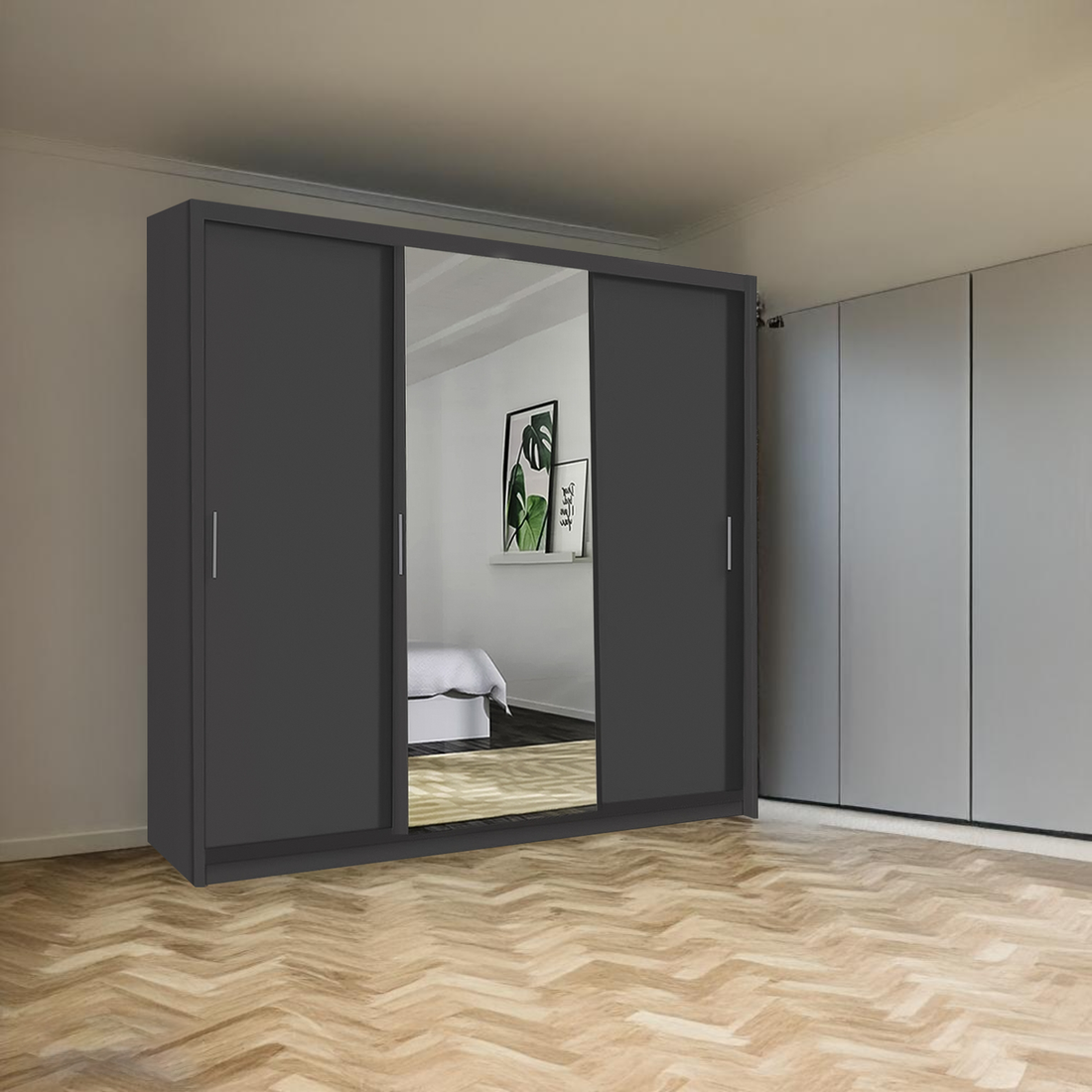 Miami Sliding Wardrobe White, Black, Wenge, Grey, Walnut, Oak 250cm