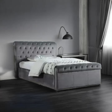 SELINA GREY SLEIGH BED