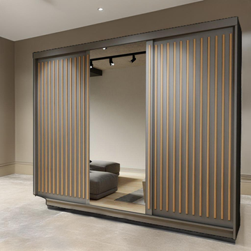 Royal Sliding Wardrobe with Mirror and Stripes 150cm/203cm/250cm