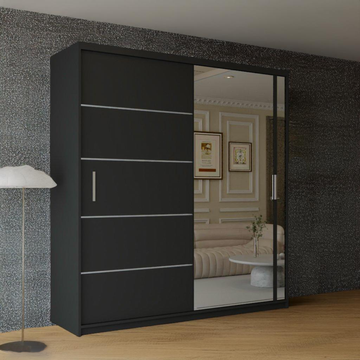 Vision sliding door wardrobe - Black, Grey, White, Oak 120cm/150cm/180cm/203cm