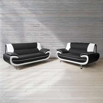 Palermo Black/White Sofa Set