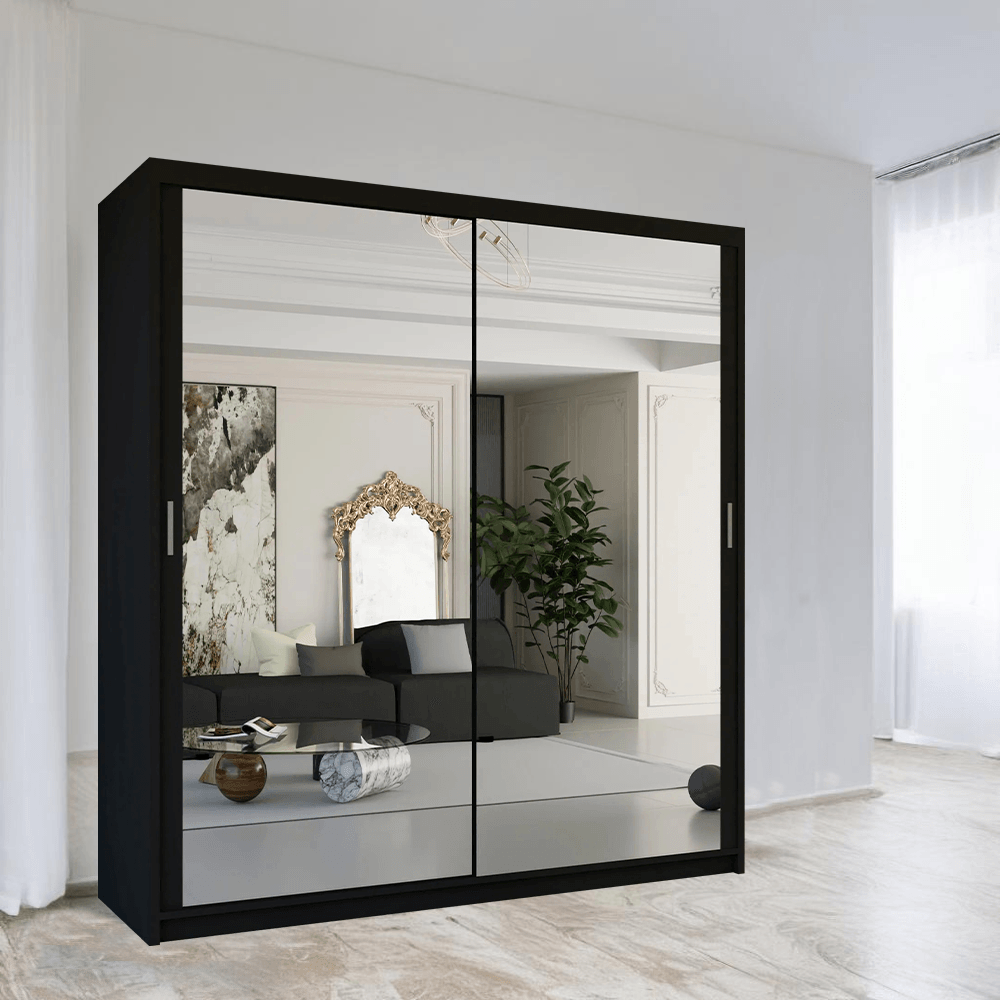 Chicago White Sliding Mirror Wardrobe 90/120/150/180/203cm