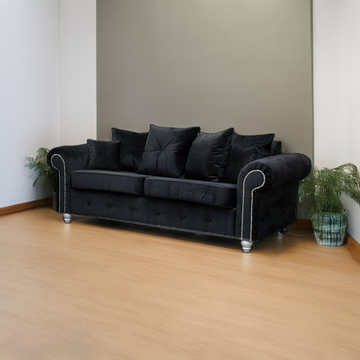 ASHWIN BLACK VELVET SOFA SET