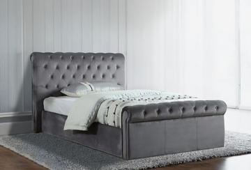 ROCHELLES GREY SLEIGH BED