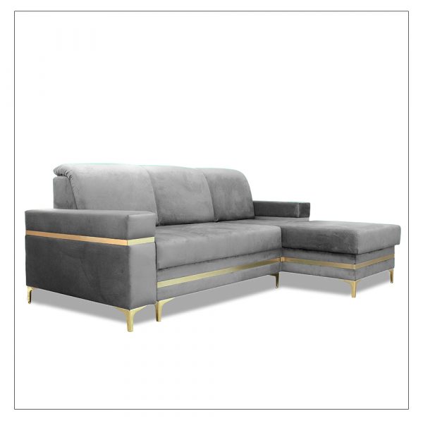 FLORENCE GREY GOLD CORNER SOFA BED