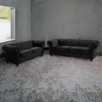 HERO CHESTERFIELD BLACK 3+2 SEATER SOFA