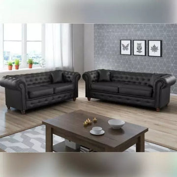 Hero Grey Chesterfield 3+2 Seater Sofa PU Leather