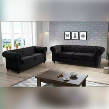 HERO CHESTERFIELD BLACK 3+2 SEATER SOFA