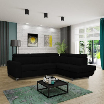 HOUSTON BLACK CORNER SOFA BED