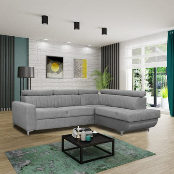 HOUSTON GREY CORNER SOFA BED