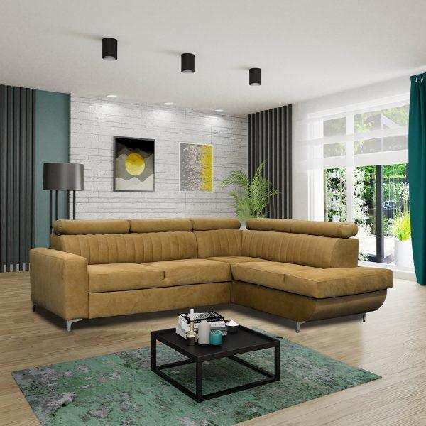 HOUSTON MUSTARD CORNER SOFA BED