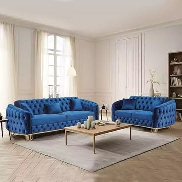 Lux Blue Chesterfield Sofa Set