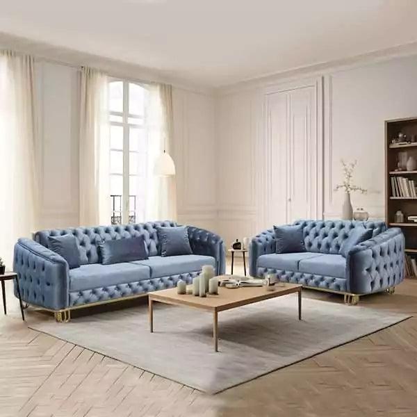 Lux Grey Chesterfield Sofa Set