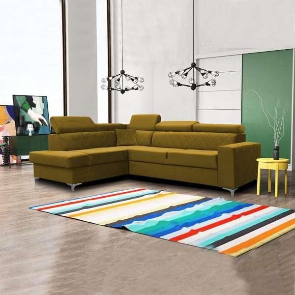 GLOSS CORNER SOFA BED Mustard