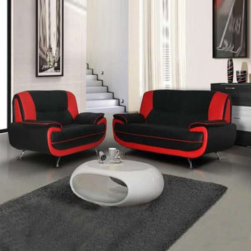 Palermo Red/Black Sofa Set