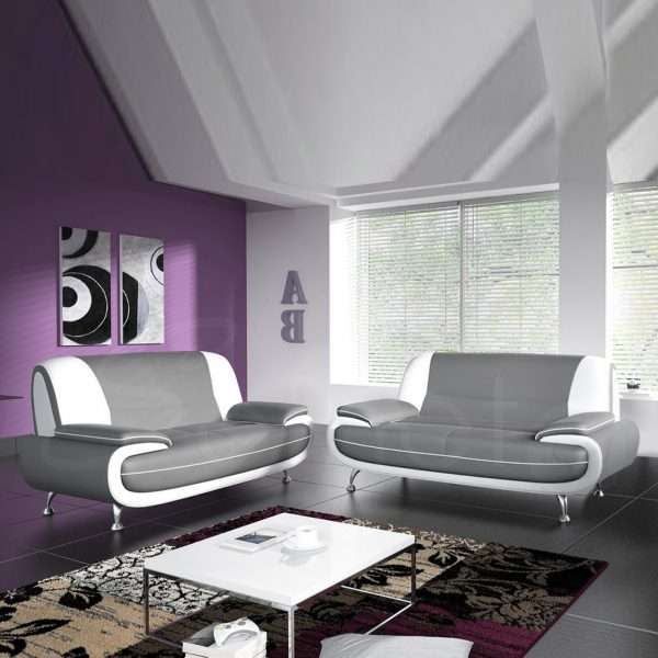 Palermo Grey/White Sofa Set