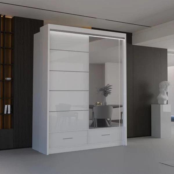 High Gloss Sycylia Mirror Wardrobe 150/208/255cm