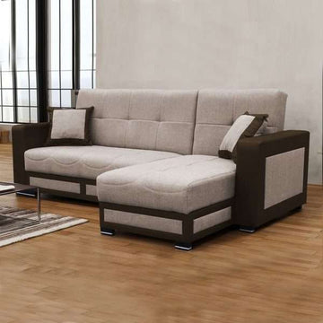 TINA CORNER SOFA BED BROWN