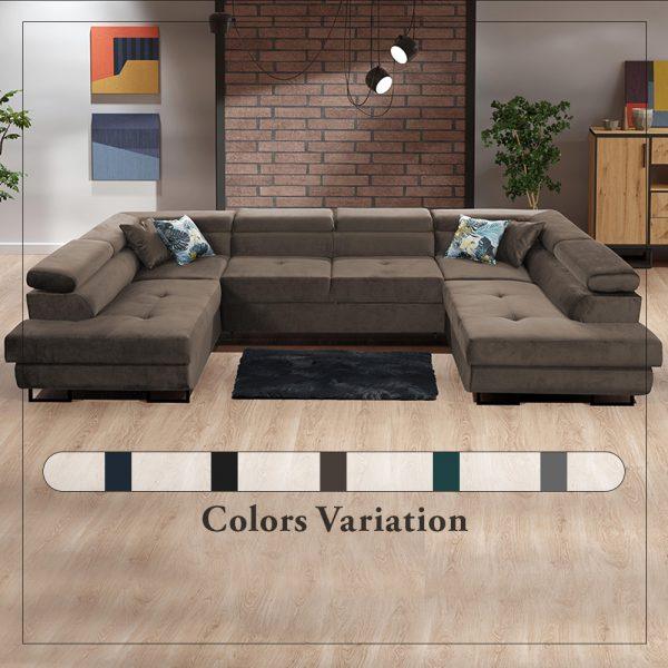 BROWN U-CORNER SOFA BED