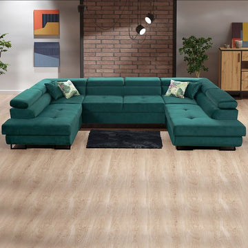 GREEN U-CORNER SOFA BED