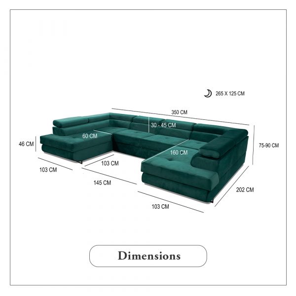 GREEN U-CORNER SOFA BED