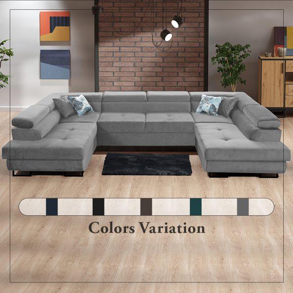 GREY U-CORNER SOFA BED