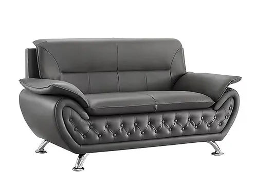 Barretto Leather Curved Sofa Sets of 3+2 in Black and Grey