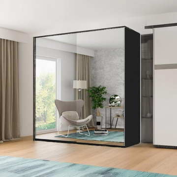 Etna Sliding Wardrobe - Black, Grey, White & Oak 150cm/200cm/250cm