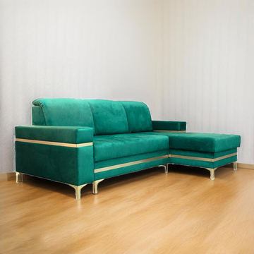 FLORENCE GREEN GOLD CORNER SOFA BED