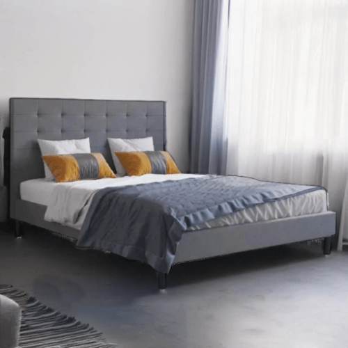 ALEXANDRA GREY FABRIC BED