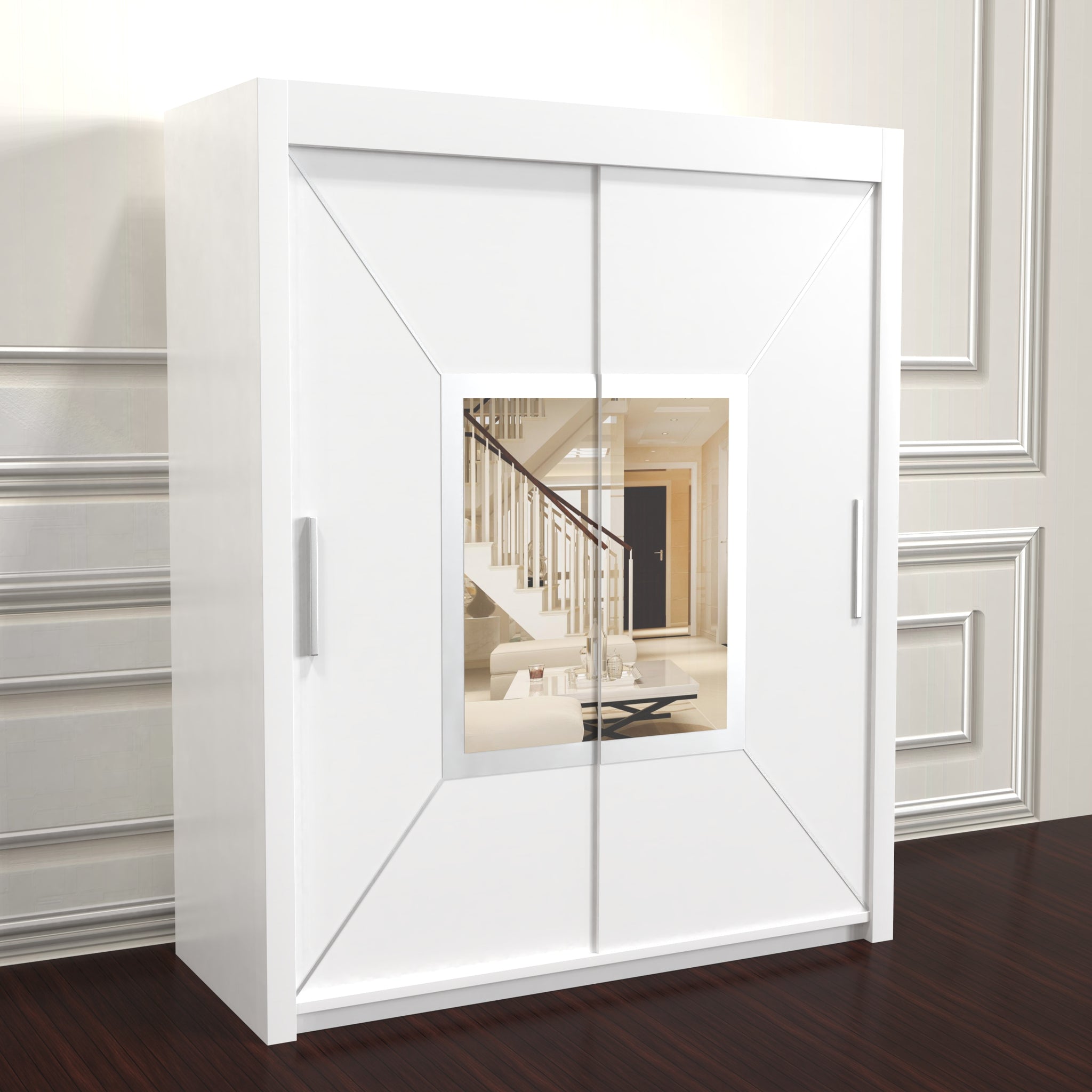 Nicole Sliding Wardrobe - Black, Grey, White 150cm/180cm/203cm